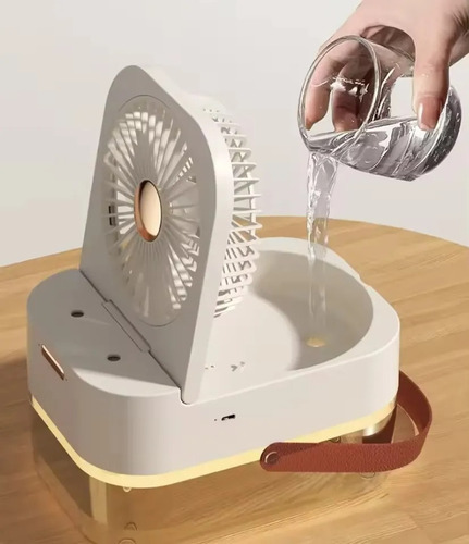 Ventilador Portatil Recargable De Aire Humidificador Enfriad Estructura Blanco Diámetro 10 Cm Material De Las Aspas Plástico