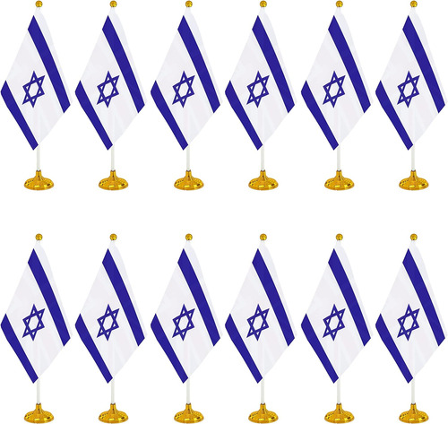 Mini Banderas Wxtwk, Poliéster, De Israel, C/base, 12 Piezas