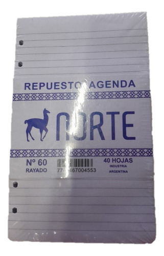 Repuesto De Hojas P/ Agenda Norte 40 N°60