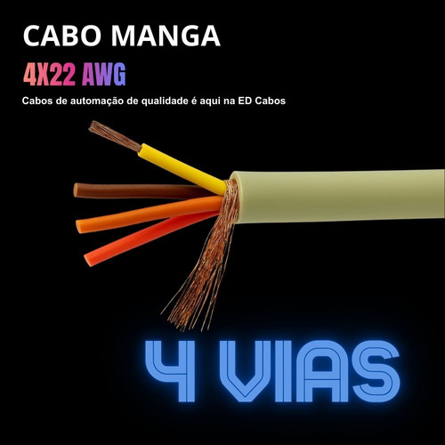 Cabo Manga 4x22 Awg Blindado Em Malha Bt 10 Metros