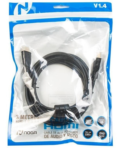 Imagen 2 de 3 de Cables Hdmi 3 Metros 4k Monitor Pc Led Hd Smart Ps3 Noga 3m