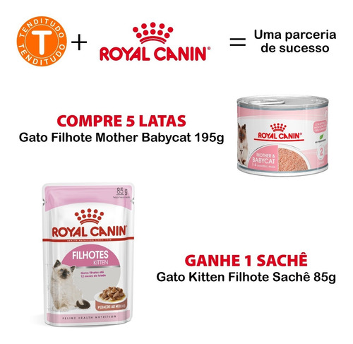 Kit 5 Latas Royal Canin Gato Mãe E Filhote 195g + Brinde