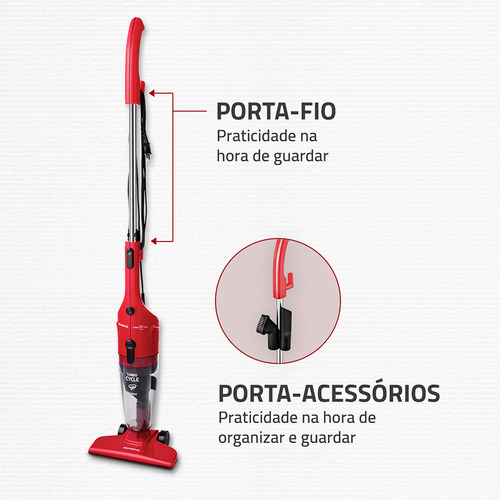Aspirador De Pó Turbo Cycle Ap36 1100w Vermelho Mondial Vermelho/preto