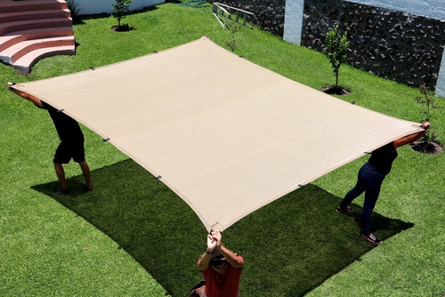 Malla Sombra 2.20x3.20 90% Beige Raschel Con Jaladeras