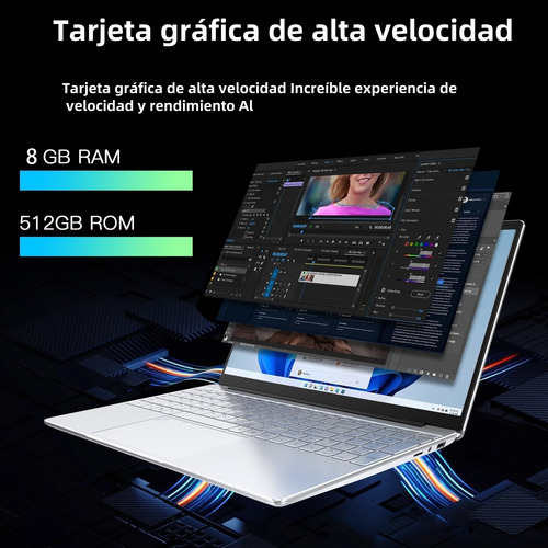 Laptop N4000 4 Núcleos 8gb Ram 512gb Ssd Panel De 15.6 Fhd