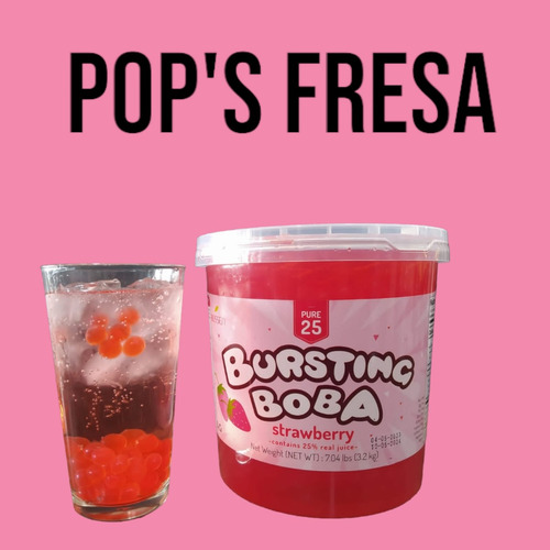 Poping Boba / Perlas Explosivas De 3.2 Kg, Fresa 4 Piezas