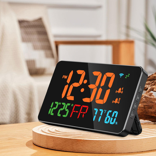 Reloj Digital Reloj De Pared Led Con Fecha Pantalla Naranja
