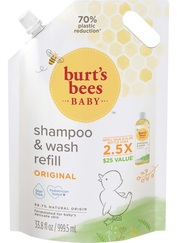  Burt's Bees Baby Shampoo & Wash Refill, Jabon No Irritante S