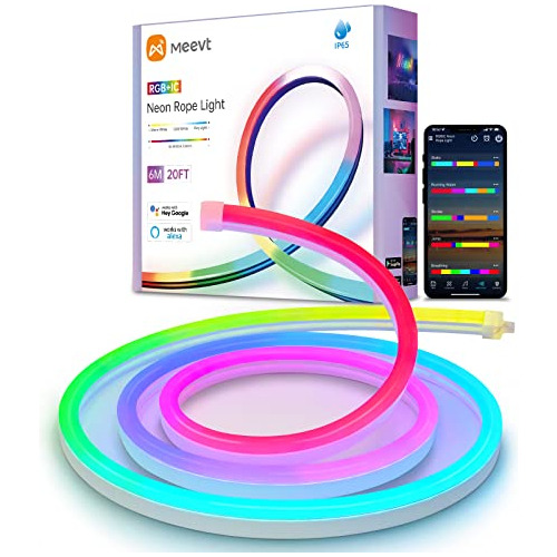 Meevt Neon Rope Light, 20 Pies, Luces De Cuerda Rgbic D...