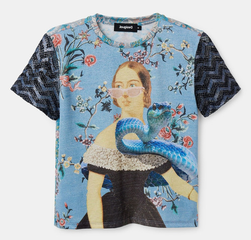 Playera Desigual Snake Azul Dama S/m