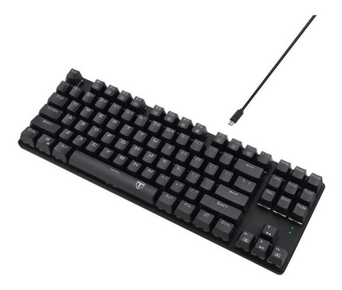 Teclado gamer T-Dagger Bora T-TGK313 QWERTY Outemu MK2 DIY Blue português Brasil cor preto com luz vermelho