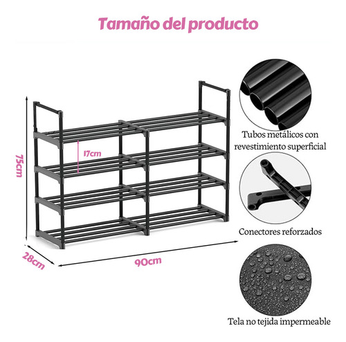 Estantería Para Zapatos De 4 Niveles De 2 Filas Para Princip