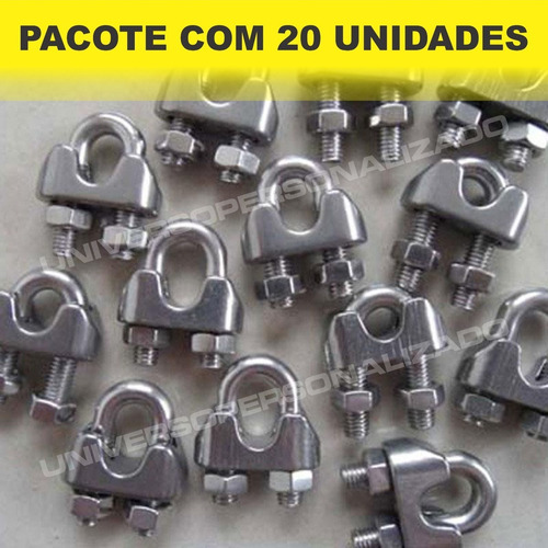 Imagem 6 de 8 de 20 Unidades Clip Grampo Cabo De Aço 1/4 Galvanizado Grande