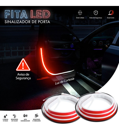 Par Fita Led Porta C4 Hatch 2017 Neon Branco Vermelho Top