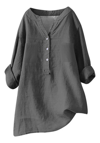 Blusa De Verano De Manga Larga Transpirable Con Cuello En V