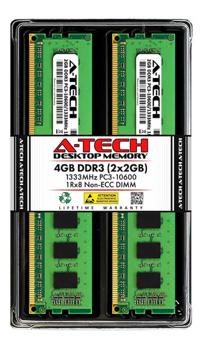 Memoria Ram 4gb (2x2gb) Ddr3 1333mhz Pc3-10600 A-tech
