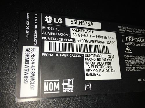 Boton De Encendido Tipo Stick Tv Lg 55hl575a (Usado)