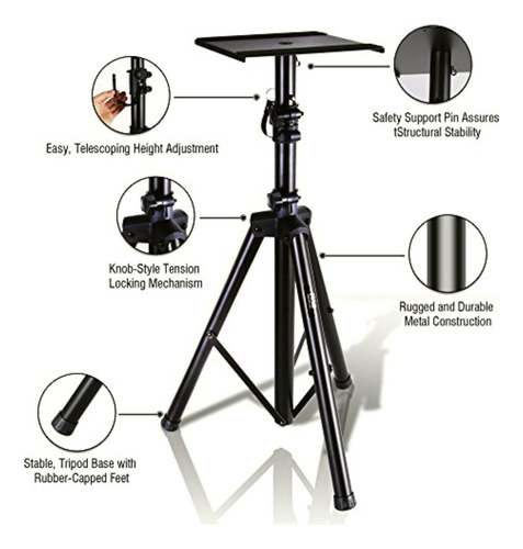 Pyle Dual Studio Monitor 2 Speaker Stand Mount Kit Heavy
