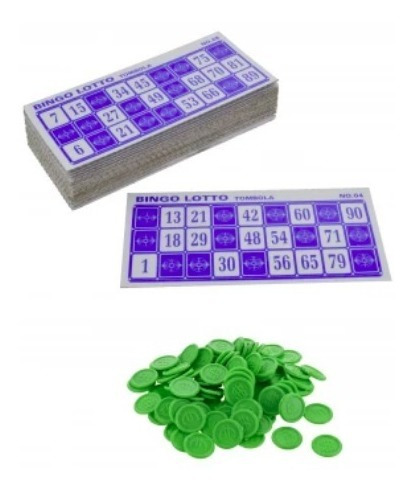 Imagen 3 de 4 de Bingo Lotto Loteria Bolillero Fichas 48 Cartones 90 Numeros
