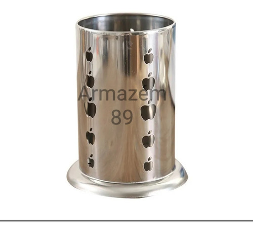 Imagem 4 de 4 de Porta Talheres Escorredor Inox Redondo Vazado Cozinha