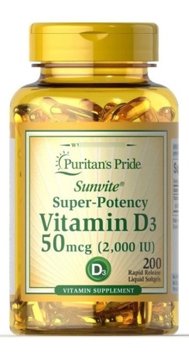 Vitamina D3 Puritan's Pride 50mcg 2000iu 200ct Sabor N/a