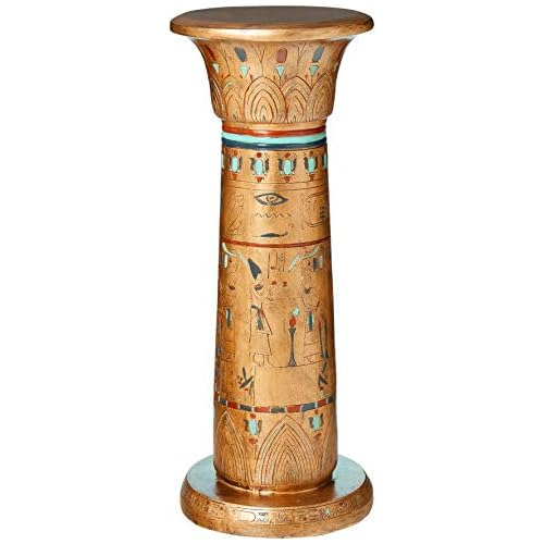 Columna Escultórica De Pedestal Dorado De Reyes Egipci...