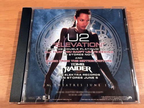 U2 Elevation Cd Single Promo Tomb Raider Usa 2001 Original