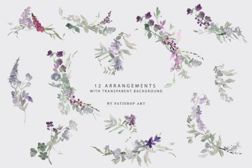 Kit Imágenes Digitales Flores Marcos Lilas Acuarela 4483065