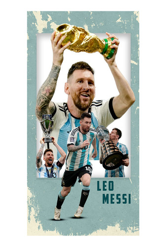 Póster Papel Fotográfico Leo Messi Balon Oro Argentina 40x80