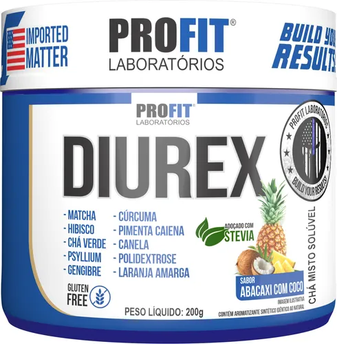 Diurex Chá Diurético Termogênico Detox 200g - Profit Sabor Abacax...