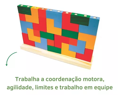 Brinquedo Educativo Blocos de Encaixe em Madeira