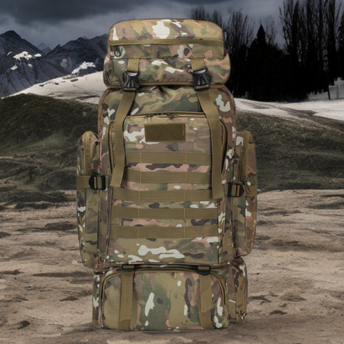 Mochila táctica militar grande, impermeable, reforzada, de 80 litros, color camuflaje, M1