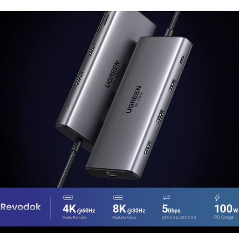 Hub Usb-c 10 En 1 2 Puertos Hdmi 8k,4k@60hz 3 Usb-a