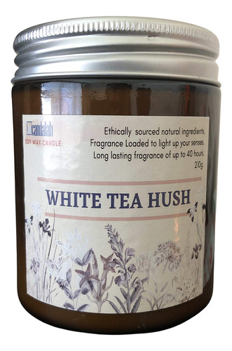 Candalab White Tea Hush 7.4oz Vela Soja Natural Vertida Mano