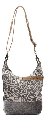 Bolso Myra Bolso De Hombro En Piel De Vaca Floral Y Lona Rec