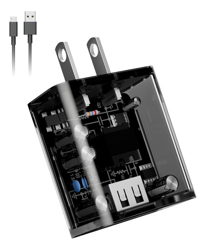 Combo Cargador Carga Normal Transparente Con Cable Micro Usb