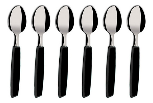 Set X6 Cuchara Te Martinazzo Acero Mango Plastico Piemonte Mango Negro