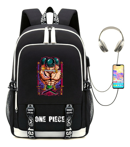 F Mochila Escolar J Zoro Para Estudiantes, Versátil, Manga One Piece