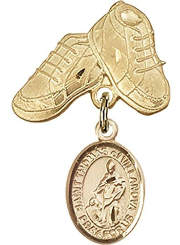 Gold Filled Baby Badge Con St. Thomas De Encanto Villanova Y