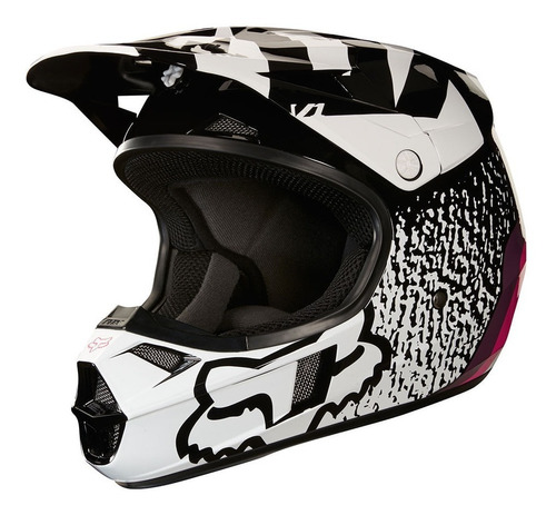 Capacete Fox V1 Halyn Infantil Preto Rosa