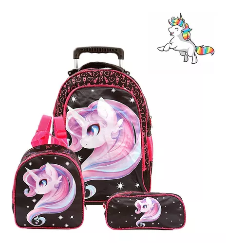 Mochila Escolar Bolsa Unicórnio My Little Pony Rodinha