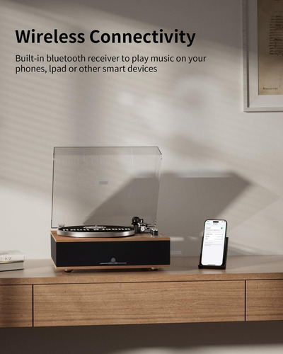 Tocadiscos De Vinilo Angels Horn, Giradiscos Bluetooth Co...