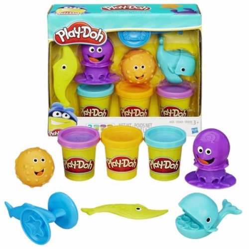 Playdoh Set Creaciones Marinas 3 Potes De Masa Hasbro