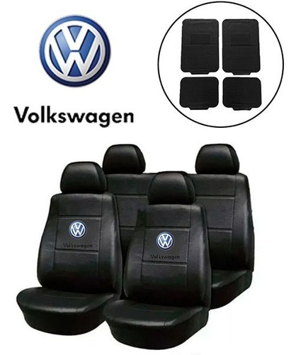 Fundas Asiento Cuerina Vw Gol Trend Voyage + Alfombra 4 Pzs