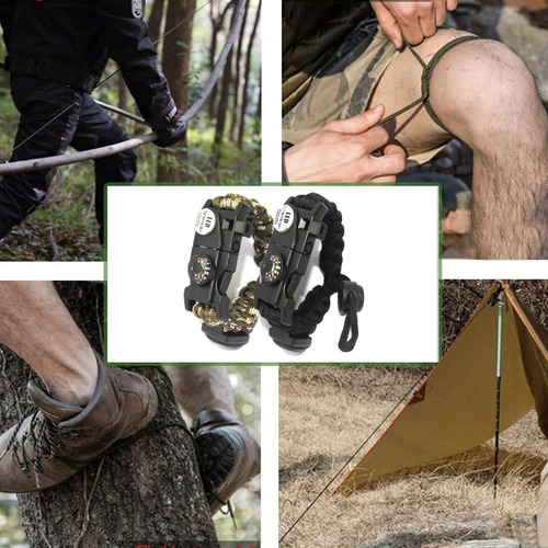 - 2 Pulsera Cuerda Paracord Supervivencia Ajustable Navaja