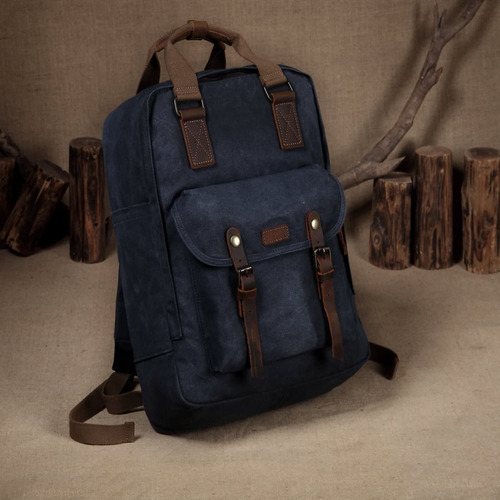 Imagen 2 de 7 de Mochila De Lona Encerada Para Portátil De 15,6 Pulgadas, Lon
