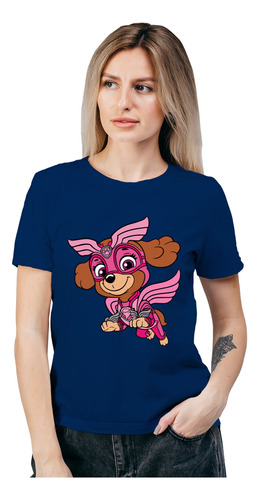 Polera Mujer Paw Patrol Skye Mighty Super Algodon Wiwi