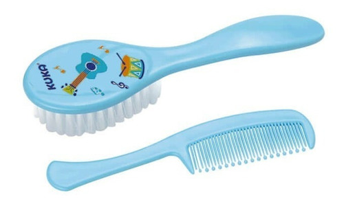 Conjunto Para Cabelo Escova E Pente Kuka Azul
