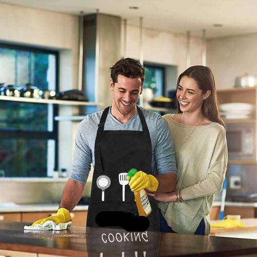 2 Delantales De Cocina Impermeables Con Bolsillos Y Correa