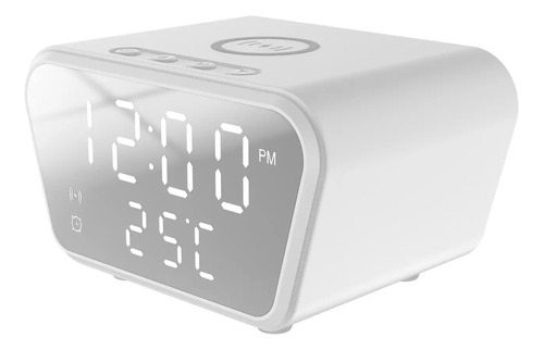 Reloj Cargador Celular Alarma Temperatura Mesa Digital Blanc